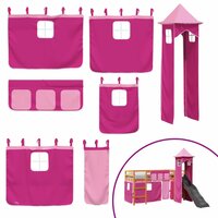 Kinderhoogslaper met toren 80x200 cm massief grenenhout roze 5