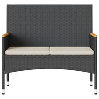 Tuinbank 2-zits met kussens en tafel poly rattan zwart 5