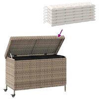 Tuinbox met wielen 110x55x73 cm poly rattan grijs 7