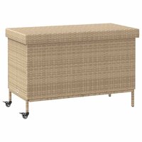 Tuinbox met wielen 110x55x73 cm poly rattan gemengd beige 2