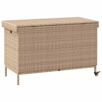 Tuinbox met wielen 110x55x73 cm poly rattan gemengd beige 6
