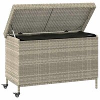 Tuinbox met wielen 110x55x73 cm poly rattan lichtgrijs 3
