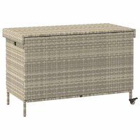 Tuinbox met wielen 110x55x73 cm poly rattan lichtgrijs 7