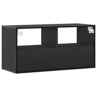 Tv-meubel 80x31x39,5 cm bewerkt hout en metaal zwart 6