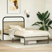 Bedframe zonder matras bewerkt hout gerookt eiken 90x190 cm 4