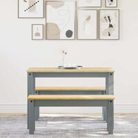 3-delige Eetset Panama massief grenenhout grijs 3