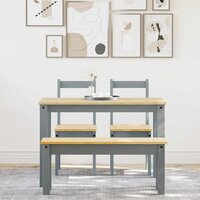 4-delige Eetset Panama massief grenenhout grijs 3