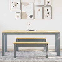 3-delige Eetset Panama massief grenenhout grijs 3