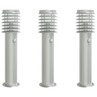 Buitenvloerlampen 3 st met sensors 60 cm roestvrijstaal zilver 2