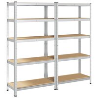 Opbergrek 5-laags 2 st staal en bewerkt hout zilverkleurig 2