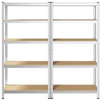 Opbergrek 5-laags 2 st staal en bewerkt hout zilverkleurig 4