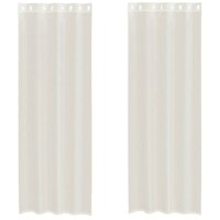 Gordijnen voile met doorvoertules 2 st 140x260 cm cr&egrave;mekleurig 2