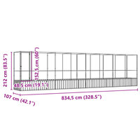 Voli&egrave;re met verlengstuk 834,5x107x212 m staal zilverkleurig 8