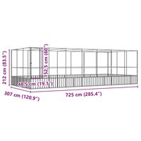 Voli&egrave;re met verlengstuk 725x307x212 m staal zilverkleurig 8