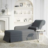 Chaise longue met bolster&amp;rechterarmleuning fluweel donkergrijs 2