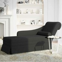 Chaise longue met bolster en rechterarmleuning fluweel zwart 3