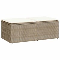 2-delige Loungeset met kussens poly rattan acacia beige 2