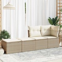2-delige Loungeset met kussens poly rattan acacia beige 3