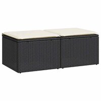 2-delige Loungeset met kussens poly rattan acacia zwart 2