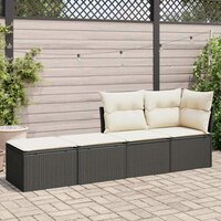 2-delige Loungeset met kussens poly rattan acacia zwart 3
