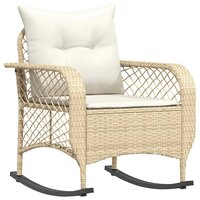 Tuinschommelstoel met kussens poly rattan beige 2