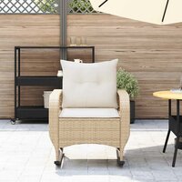 Tuinschommelstoel met kussens poly rattan beige 3