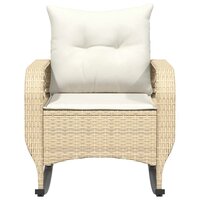 Tuinschommelstoel met kussens poly rattan beige 4