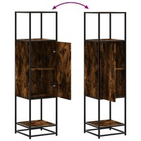 Hoge kast 35,5x35x139 cm bewerkt hout en metaal gerookt eiken 8