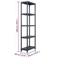 Opbergrek 125 kg 60x30x180 cm kunststof zwart 8