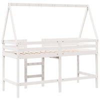 Halfhoogslaper met ladder en bedhuis grenenhout wit 90x190 cm 8