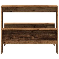 3-delige Eettafel en bankenset bewerkt hout oud houtkleurig 4
