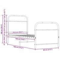 Bedframe zonder matras bewerkt hout bruin eikenkleur 75x190 cm 9