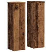 Plantenstandaards 2 st 17x17x60 cm bewerkt hout oud houtkleurig 2
