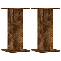 Speakerstandaards 2 st 30x30x60 cm bewerkt hout gerookt eiken 2