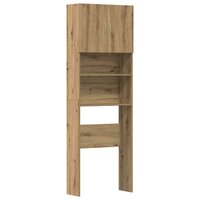 Wasmachinekast 64x24x190 cm bewerkt hout artisanaal eikenkleur 2