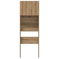 Wasmachinekast 64x24x190 cm bewerkt hout artisanaal eikenkleur 5