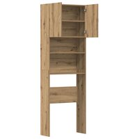 Wasmachinekast 64x24x190 cm bewerkt hout artisanaal eikenkleur 6
