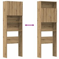 Wasmachinekast 64x24x190 cm bewerkt hout artisanaal eikenkleur 9