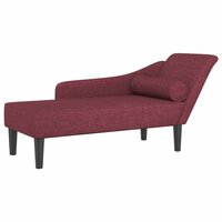 Chaise longue met kussens stof wijnrood 2