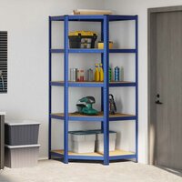 Hoekrek 5-laags staal en bewerkt hout blauw 3