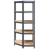 Hoekrek 5-laags staal en bewerkt hout antracietkleurig 4