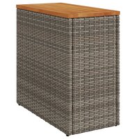 Tuinbijzettafel met houten blad 58x27,5x55 cm poly rattan grijs 2
