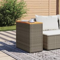 Tuinbijzettafel met houten blad 58x27,5x55 cm poly rattan grijs 3