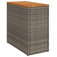 Tuinbijzettafel met houten blad 58x27,5x55 cm poly rattan grijs 7