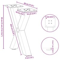 Salontafelpoten 2 st X-vormig 30x(30-31) cm staal antraciet 9