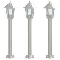 Vloerlamp voor buiten 3 st 80 cm roestvrijstaal zilverkleurig 2