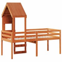 Hoogslaper met dak massief grenenhout wasbruin 75x190 cm 8