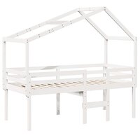 Hoogslaper met dak massief grenenhout wit 90x190 cm 3
