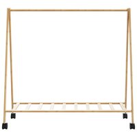 Kledingrek met schappen en wielen 106x34x106,5 cm bamboe 4