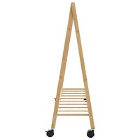 Kledingrek met schappen en wielen 106x34x106,5 cm bamboe 5